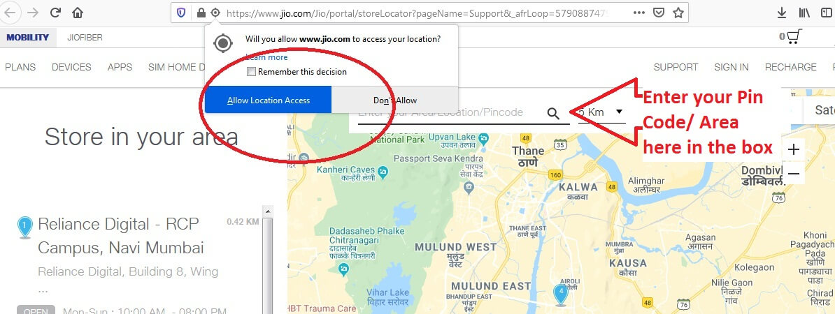 find nearest jio service centers