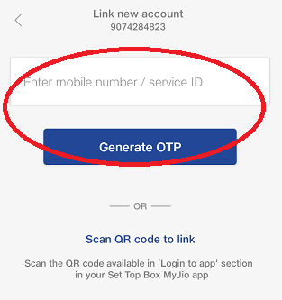 OTP generate on MyJio