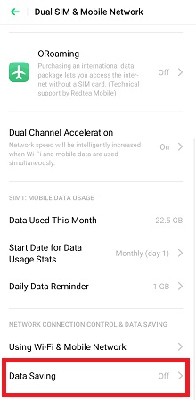 turn on data saving mode