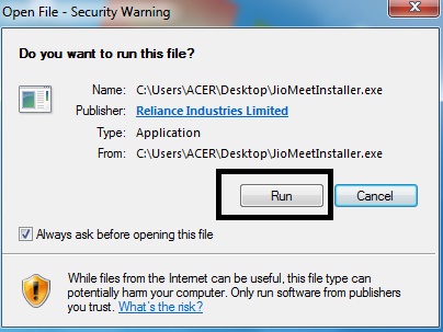 run jiomeet installer