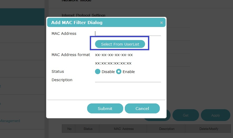 add devices to filter on JioFi