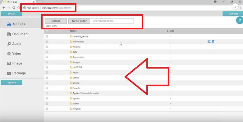 access sd card files on JioFi