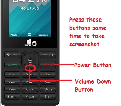 take screenshot in Jio phone using buttons
