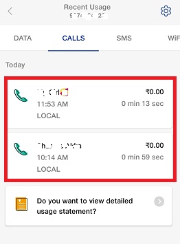 jio last call history