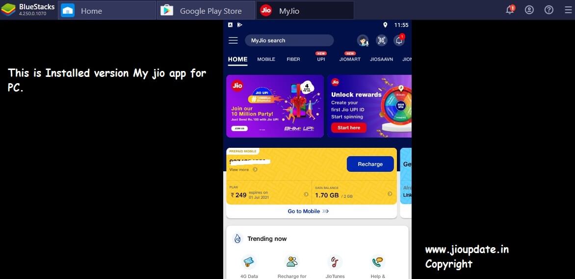 my jio app installed for pc