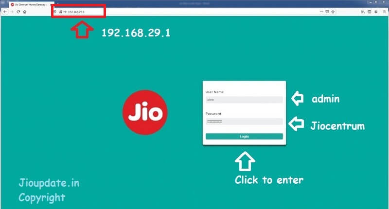 jio fiber router login