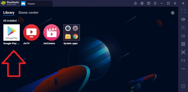 open google playstore app on bluestacks