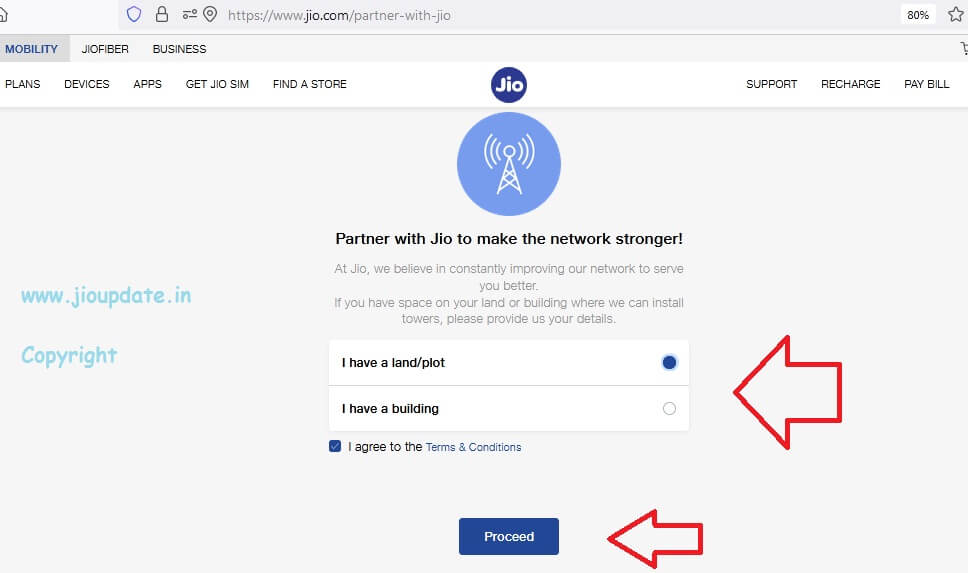 jio tower online application form