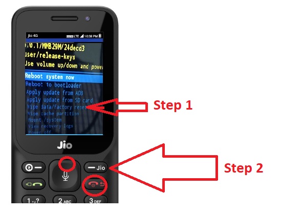 reset jio phone